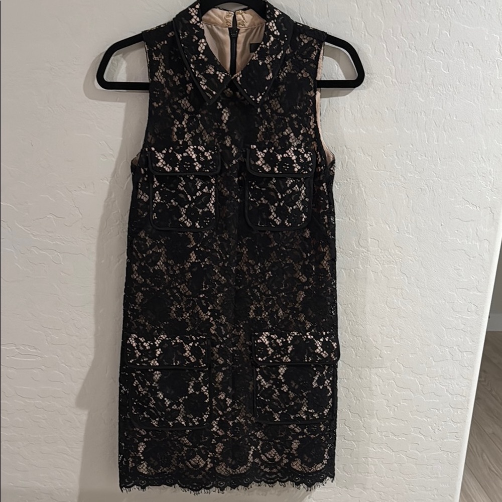 J. Crew Black Sheath Mini Dress Mock Neck Sleeveless